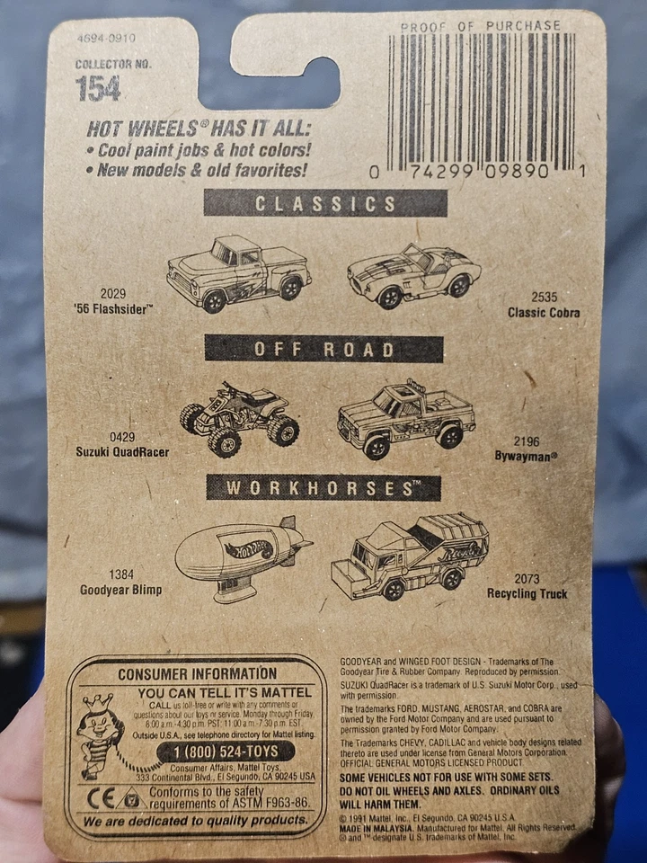 Cadillac #154 Mattel 1991 blanco convertible neumáticos de pared blancos Hot Wheels '59 Foto 4 de 4