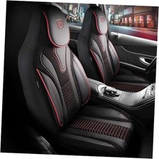 Universal Car Seat Covers for Cars  Front Seat Set Black - Red Tokyo Series