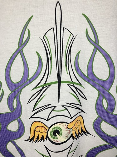 vintage True original VonDutch y2k flying eyeball shirt With Pinstriping Design - Picture 5 of 11