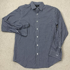 Banana Republic Non-Iron Slim Fit Button Up Shirt Men's M Blue White Check