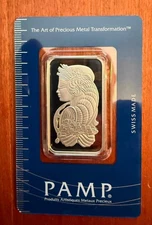 Switzerland  1 Ounce Platinum Bar / Ingot - PAMP SUISSE (In Assay card)
