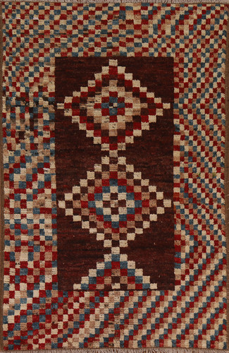 Kariert Marokkanische Wolle Fläche Teppich 1.5x2.4m Handgeknüpft für Badezimmer - Bild 1 von 19