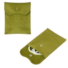 2Pcs Velvet Jewelry Pouches with Snap Button 4.3 x 5 in Storage Bags, Green