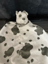 Angel Dear Cow Lovey Security Blanket White Gray Spotted Baby Notched Corners