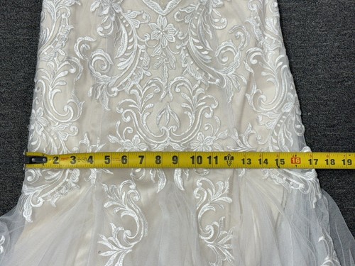 Alfred Angelo 984 ~ White / Champagne Beaded & Laced Wedding Dress ~ Size UK 10 - Picture 15 of 18