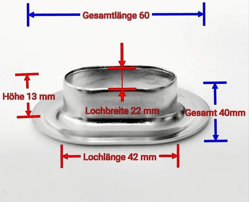 Profesjonalny zestaw owalnych oczek Stempel wbijany 42 x 22 mm + 50 owalnych oczek cynkowych + przetwornik - Zdjęcie 2 z 2