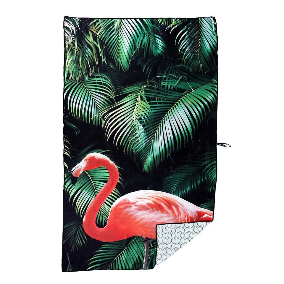 Whitely Willows Beach Towel Microfiber Reversible 35" x 70" Quick Dry Flamingo - Image 2 of 3