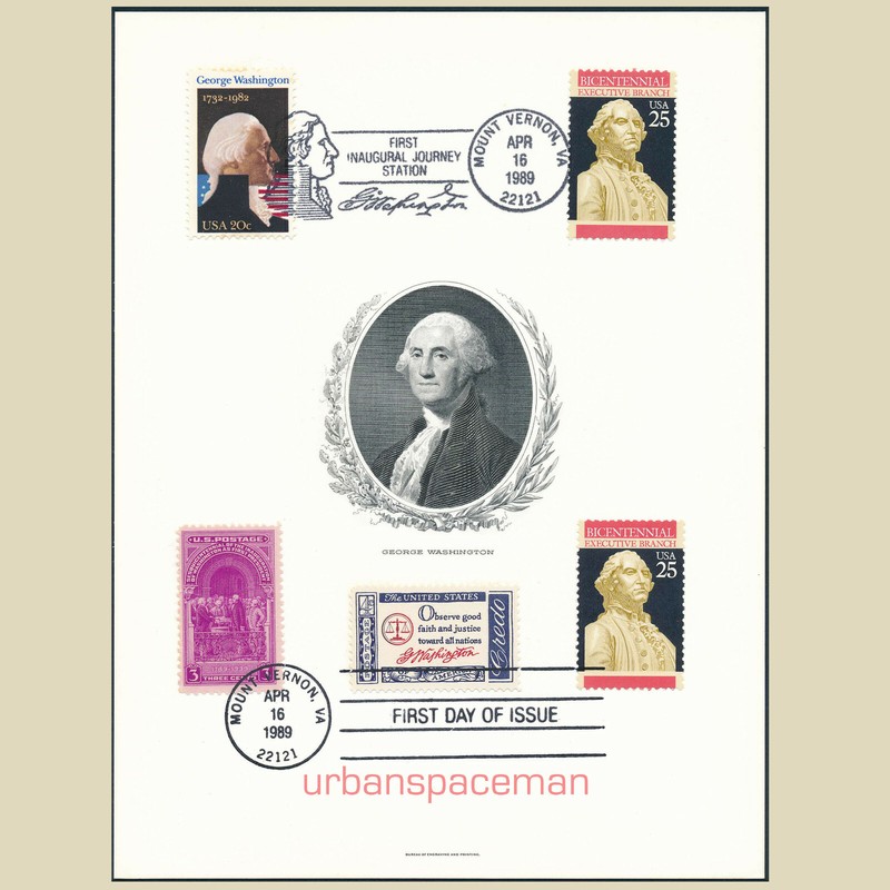BEP Souvenir Card PV1 George Washington Executive Branch Bicentennial 2414 FDC