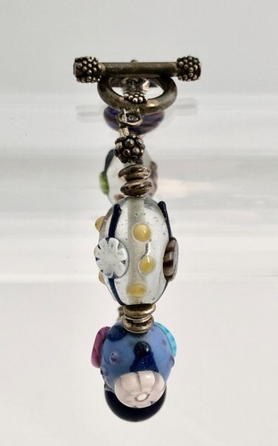 Vintage 925 Sterling Lampwork Art Glass Bracelet - Picture 8 of 8