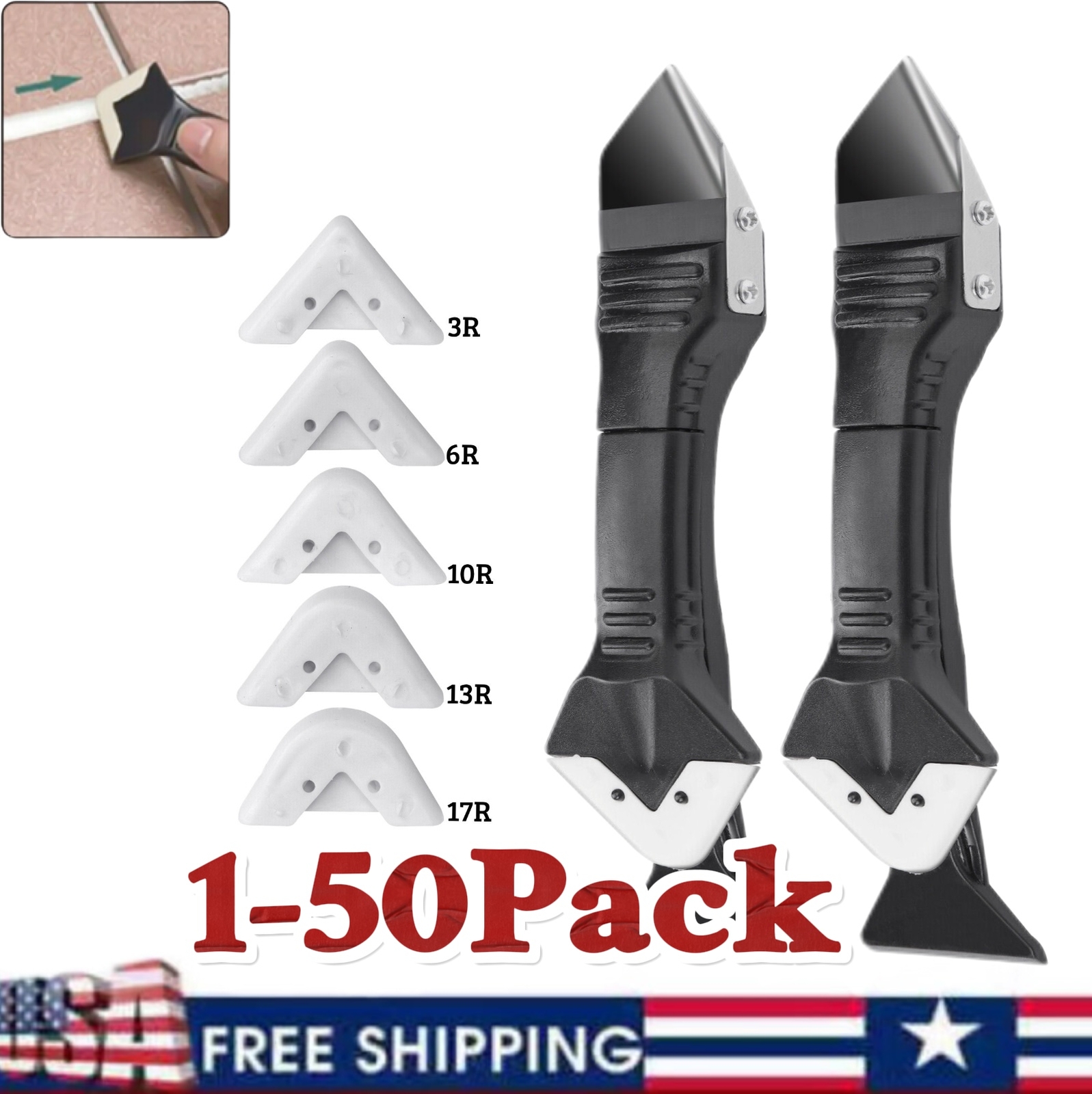 5in1 Silicone Scraper Caulking Grouting Sealant Finishing Clean Remover Tool Kit