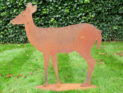 Rostiger Metall Garten Hirsch Rentier Hirsch Pfahl Rasendekoration Ornament Statue