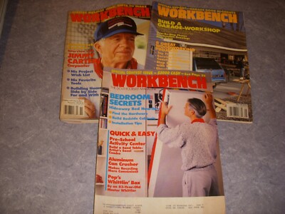 WORKBENCH Magazine, LOT OF 3, 1991, BUILD A GARAGE-WORKSHOP, JIMMY CARTER!