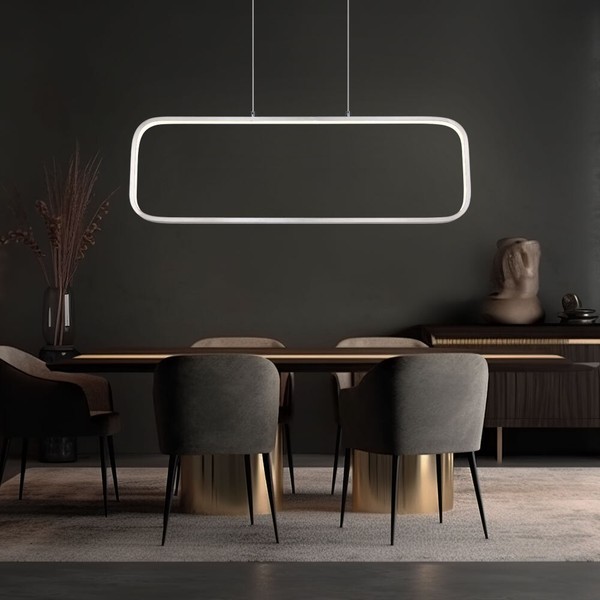 Pendellampe Pendelleuchte HäNgelampe Rechteck Rahmen Metall Matt Led LäNge 80Cm-image