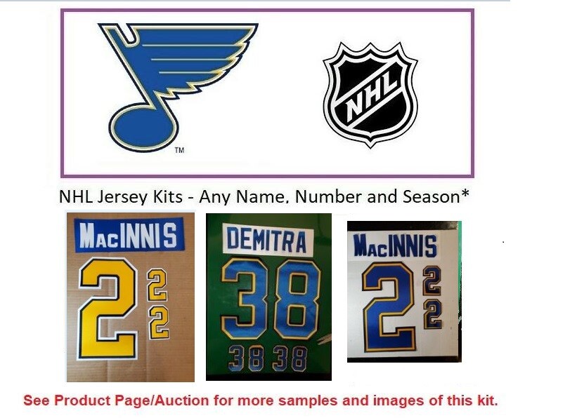 NHL St. Louis Blues Lettering Custom Jersey Kit ANY YEAR Name Number Year UNSEWN