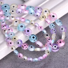 1 Strand 35cm Mixed Eye Flat Round 6/8/10mm Handmade Millefiori Glass Beads