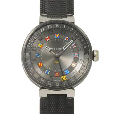 LOUIS VUITTON Tambour Moon Dual Time QA097 GMT gray Dial Quartz Men\'s Louis Vuitton Tambour Moon Dual Time GMT QA097 Quartz Men main image 2
