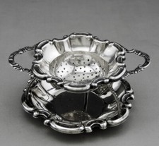 Pretty tea pass and its holder solid silver German hallmark Germany