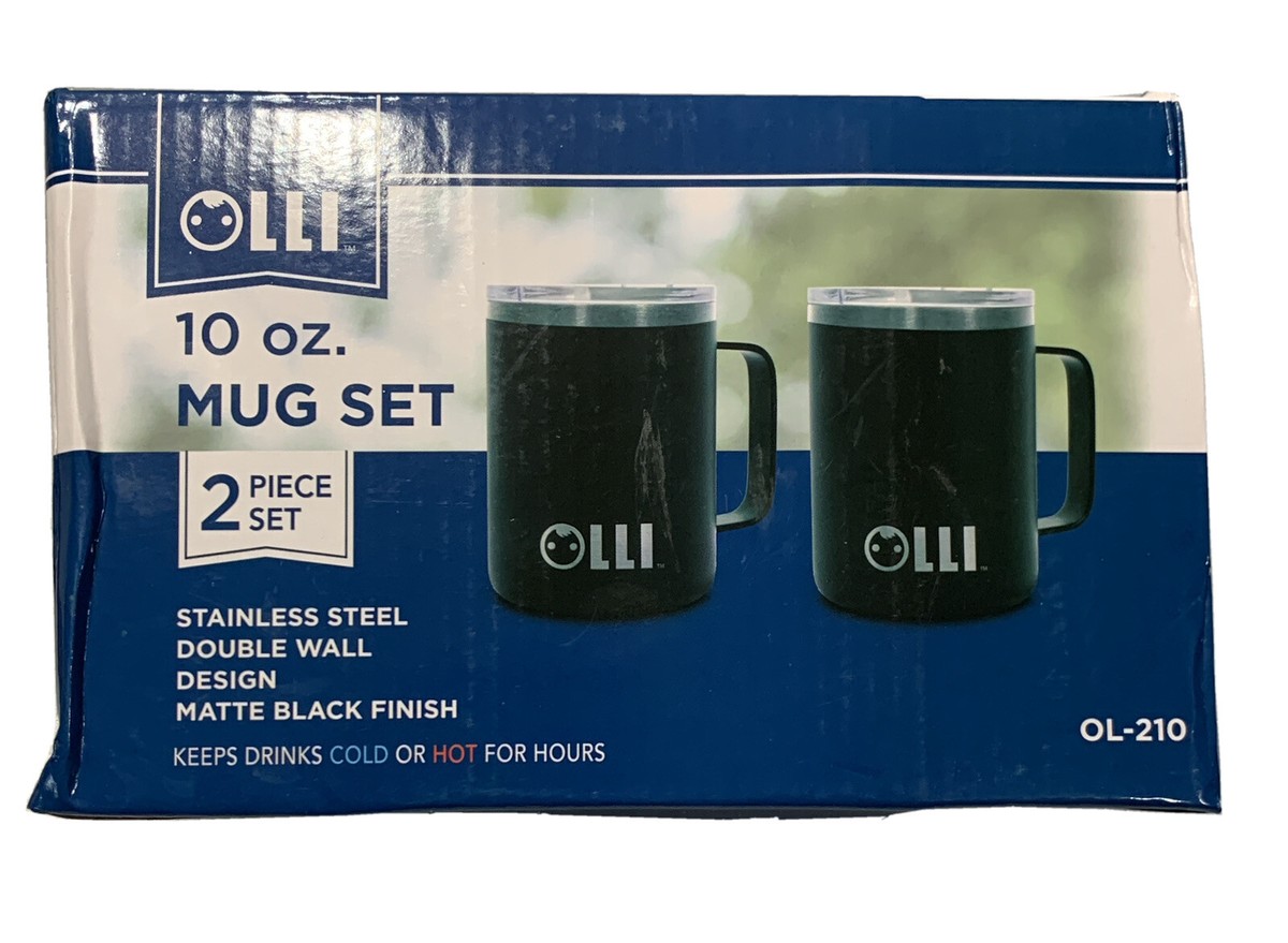 10 Oz Stainless Steel Olli Mug Set Of 2 New Hot or Cold Drinks | eBay