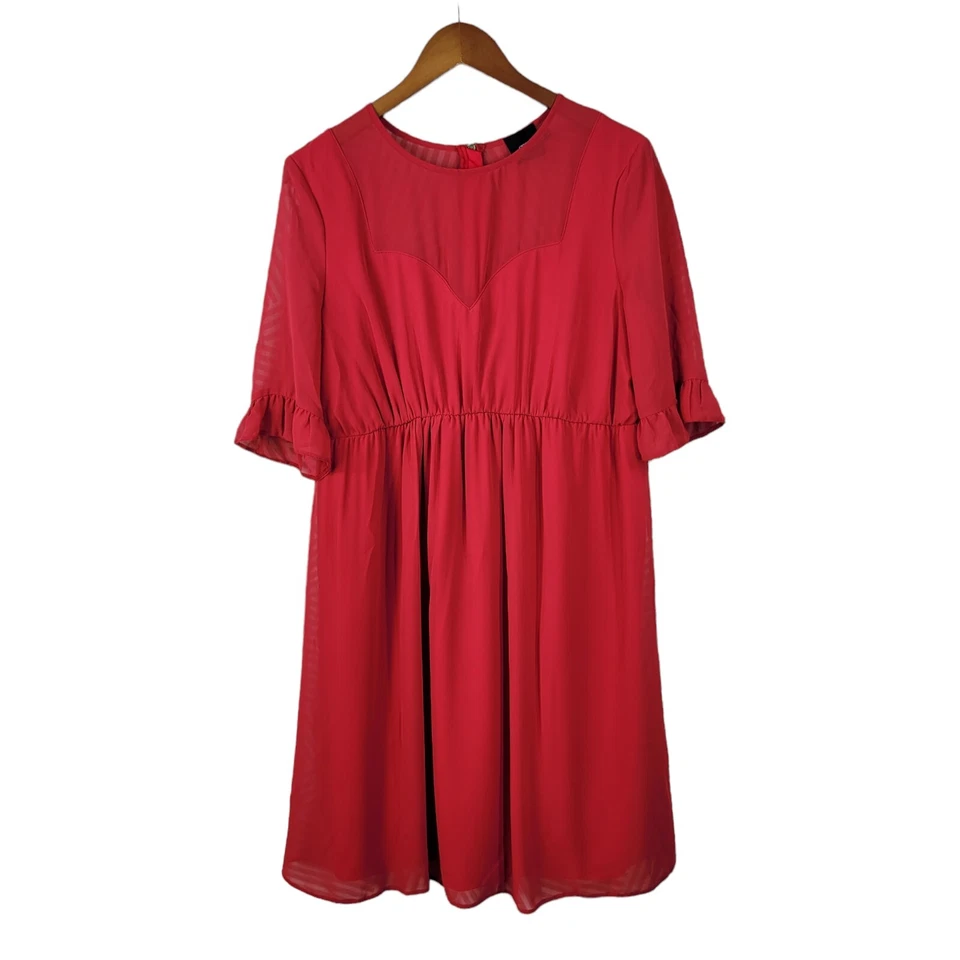 Vestido de Maternidad Asos Talla 10 EE. UU. Fiesta Funda Rojo Malla Volantes Evento Noche Foto 2 de 4