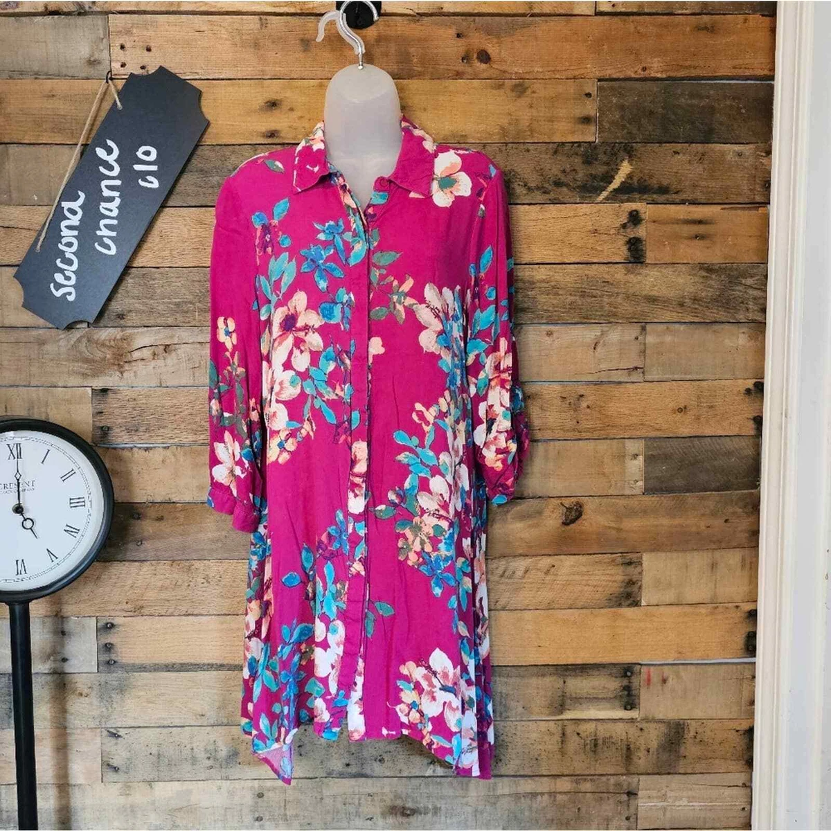CUPIO women s floral theme button up dress shirt size large eBay
