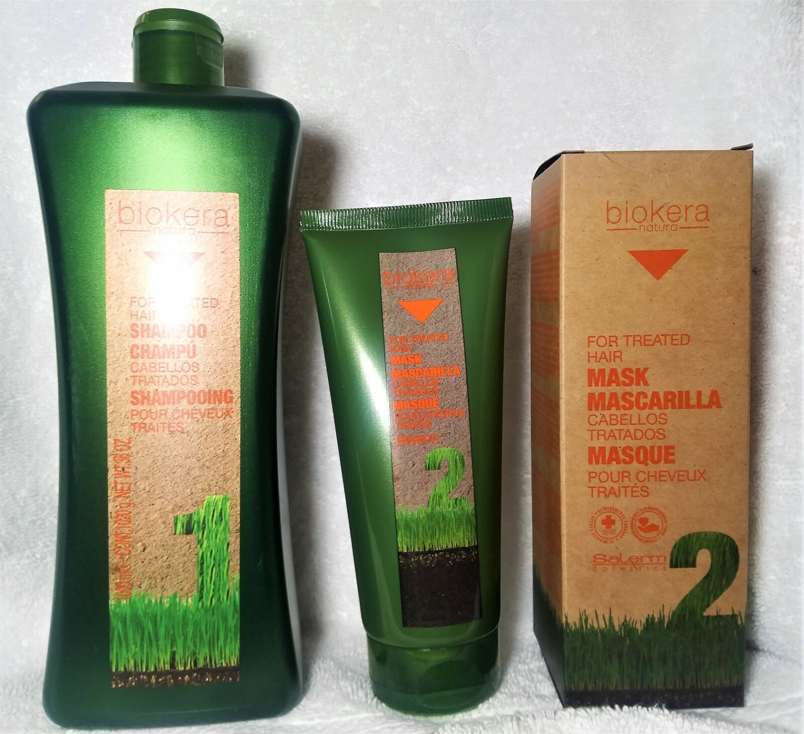 SALERM BIOKERA NATURA TREATED HAIR SHAMPOO 36oz/1000ml + MASK 6.9oz/200ml- SET