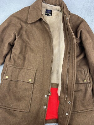 Vintage Peters All Weather Wear Jacket Men s 44 Wool Brown Lined Long
