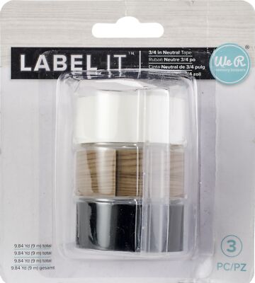 We R Memory Keepers LabelIT .75'' Emboss Tape Rolls 3/Pkg-Neutral