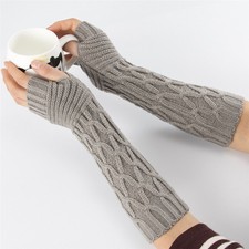 Winter Soft Long Knitted Gloves Arm Warmers Fingerless  Mittens Thick Warm
