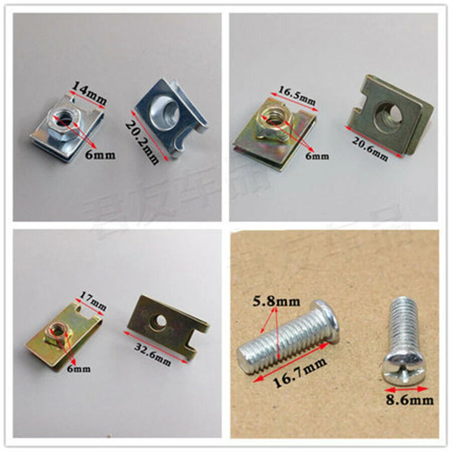 100Pcs Auto Fasteners Car Body Door Panel Trim Fixed Screw U Type Gasket Clips - Image 3 of 4