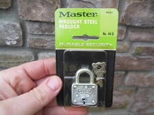 Vintage Master Wrought Steel PadLock Model 44-D NOS Masterlock Made In U.S.A.  