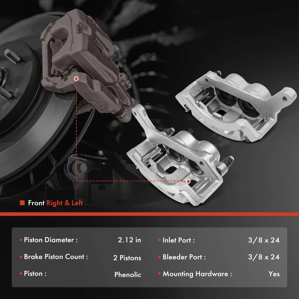 2x Pinzas de doble pistón de freno delantero con soporte para camioneta Dodge B1500 Ram 1500 Foto 2 de 4