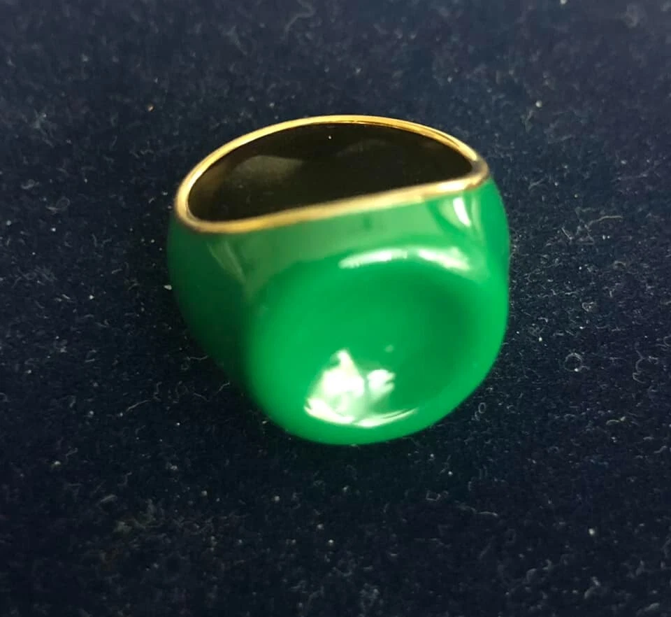 Anillo de metal de acero inoxidable esmalte verde 18k tamaño # 7 Foto 4 de 4