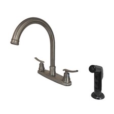 FB7794JLSP 8" Centerset Kitchen Faucet with Sprayer, Black Stainless, Black