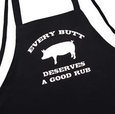 Funny BBQ Apron Every Butt Deserves A Good Rub, Black, Cooking Aprons For Men
