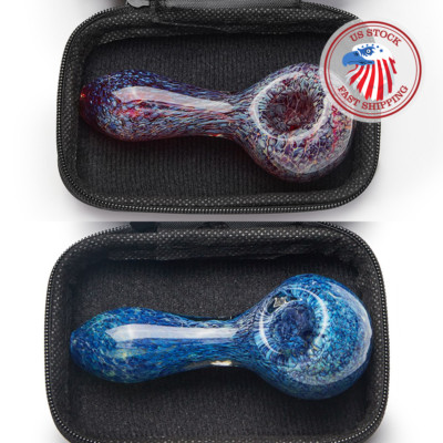 ( Pack of 2 ) 4''  Tobacco Smoking Glass Pipe Collectible Handmade Pipes with Box