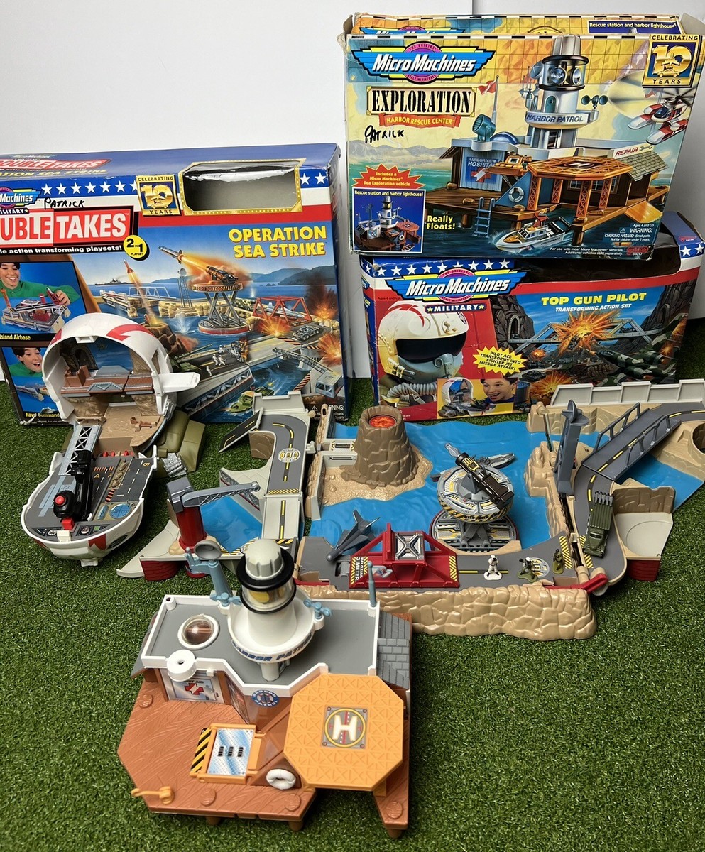 3 Sets Micro Machines: Exploration Harbor Rescue; Top Gun Pilot