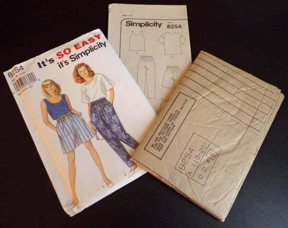 Simplicity Sewing Pattern 8254 Misses Pants Shorts Top Tank Top Size 10-20 UNCUT - Image 4 of 4
