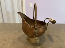 Vtg Copper Brass Coal Scuttle Bucket w/ Lion ...