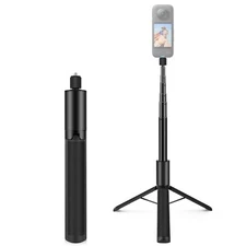 PULUZ Retractable Invisible Selfie Stick Tripod for Insta360 X4/X3, 24cm–122cm