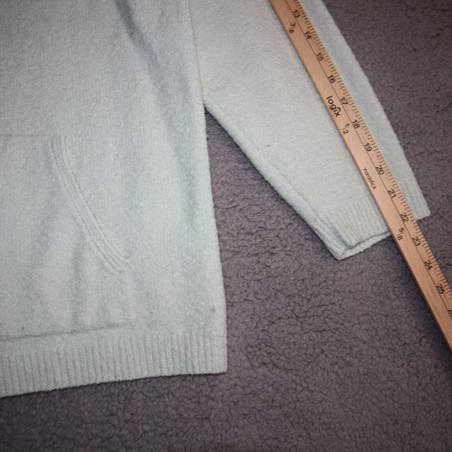 J Jill Pure Jill Sweater Large Green Fuzzy Kangaroo Pocket Long Sleeve Pullover - Picture 6 of 8