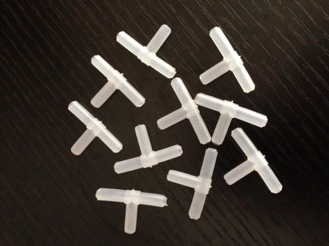 Clear 3 Way Air Line Aquarium T Valves Tubing Connector. 10x pieces