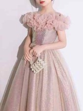 Sequined Elegant Girls Dresses Kids Birthday Party Robe Ball Gown Princess Dress