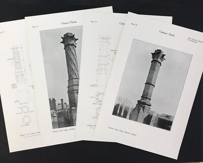 Eton College 1907 Entwurf Zeichnung Pläne Architektur Berkshire Schornstein Stapel 
