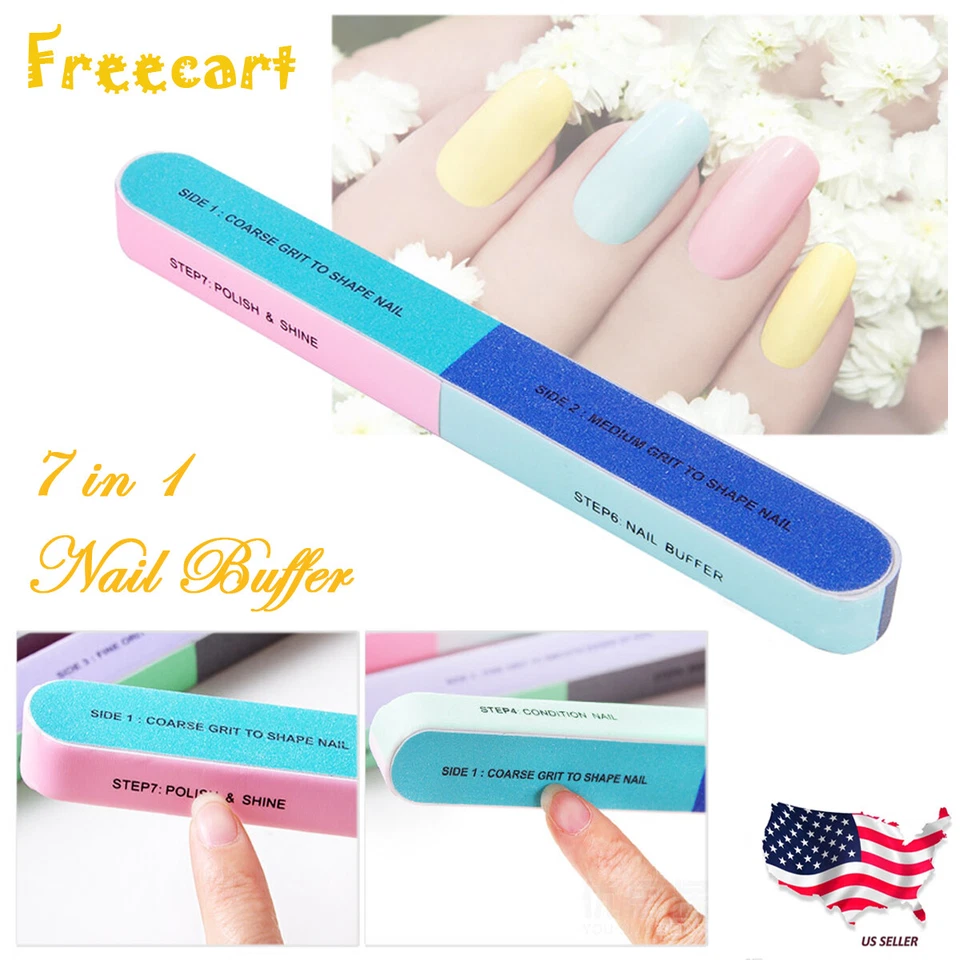 6 Упаковок 7-в-1 пилочка для ногтей буфер блок маникюр педикюр польский Emery доска инструмент США - Изображение 2 из 4