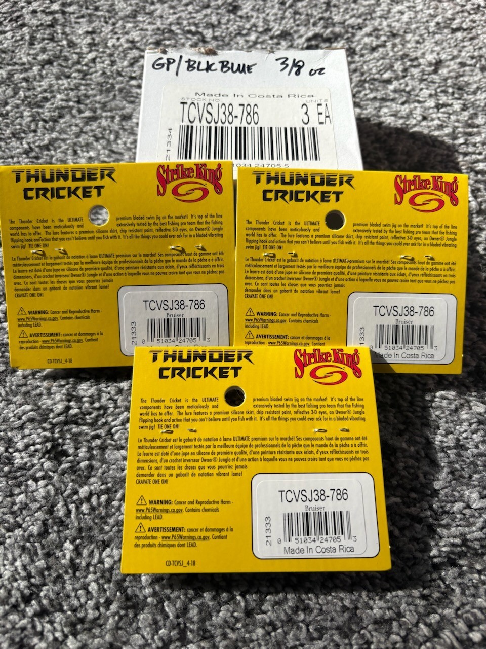 3 New STRIKE KING LURES 3/8oz THUNDER CRICKET Bladed SWIM JIGS Bruiser - Image 2