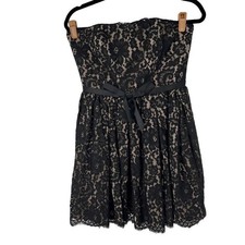 Little Black Dress Lace Strapless Mini Party Dress Womens 8 LBD Fit & Flare