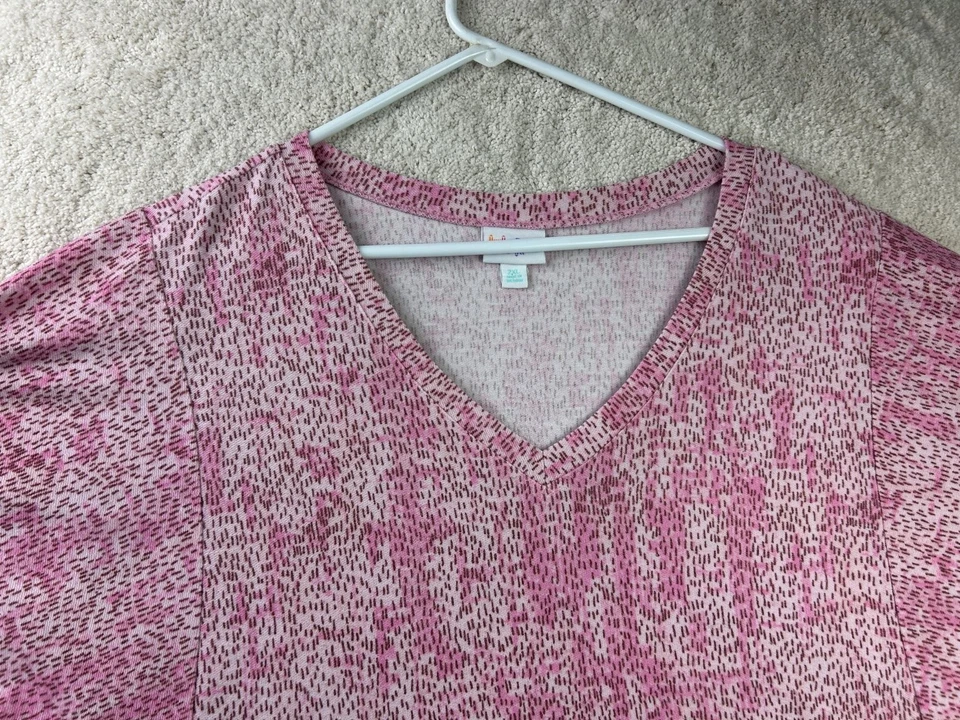 Top para mujer LuLaRoe 2XL rosa estampado cuello en V manga Dolman Foto 2 de 4