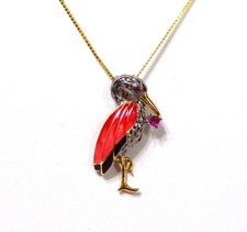 Egret Heron Ibis Stork Red & Black Enamel BIRD 19