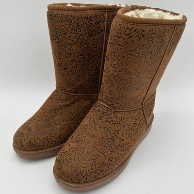 Crosby Womens Floral Pattern Suede Boots Size 6.5