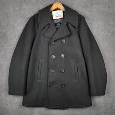US Navy Pea Coat Peacoat Jacket Mens 36 Black Wool Double Breasted USA